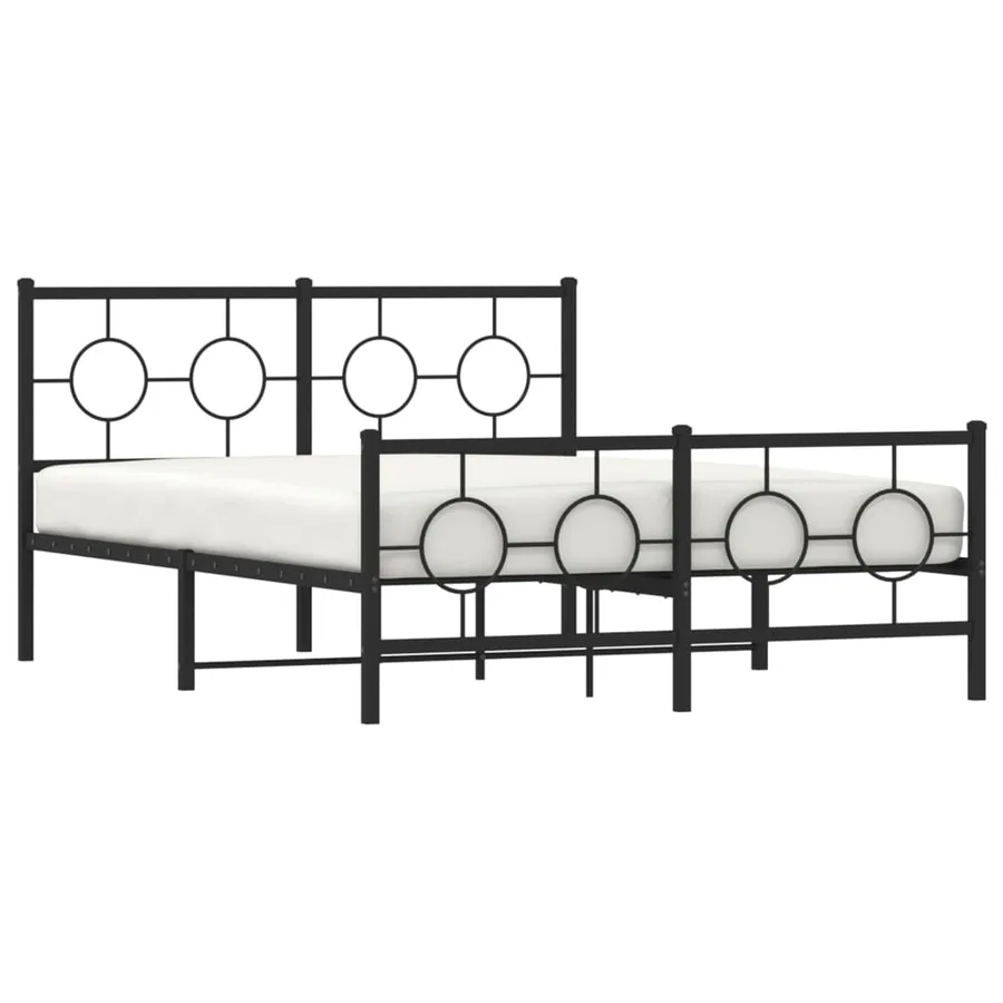 Cadre de lit métal sans matelas avec pied de lit noir 135x190cm - 4