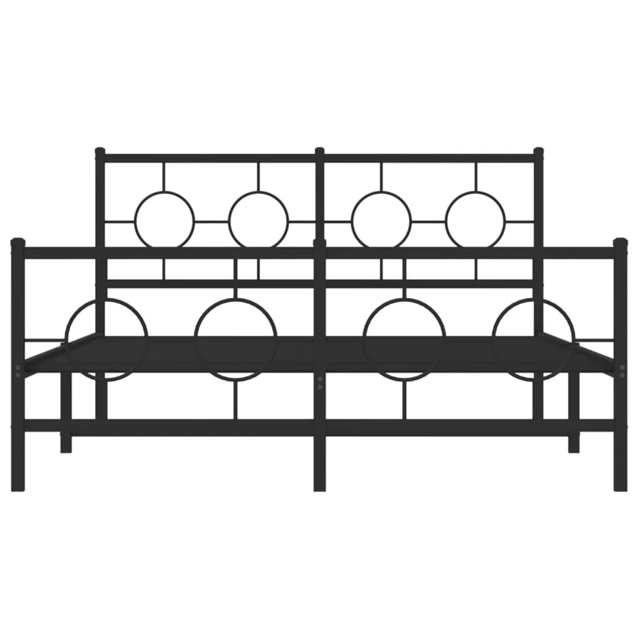 Cadre de lit métal sans matelas avec pied de lit noir 135x190cm - 5
