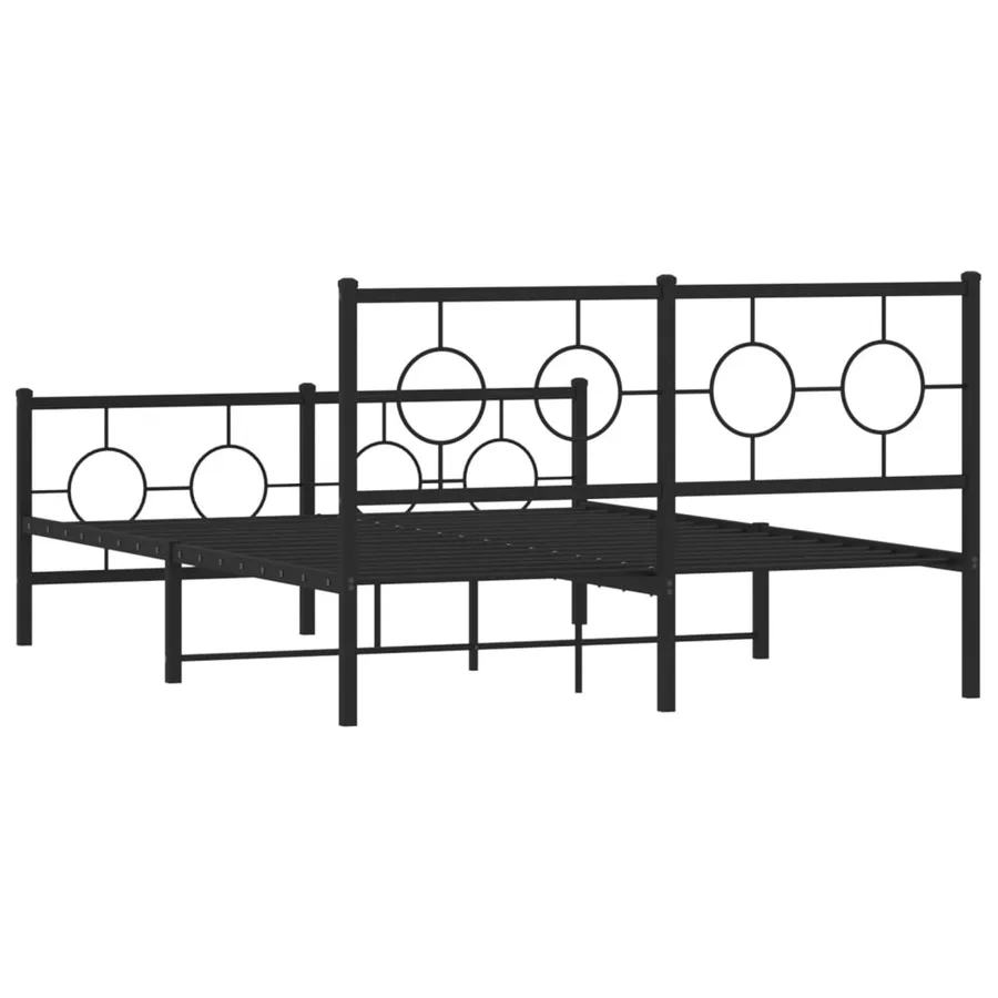 Cadre de lit métal sans matelas avec pied de lit noir 135x190cm - 7