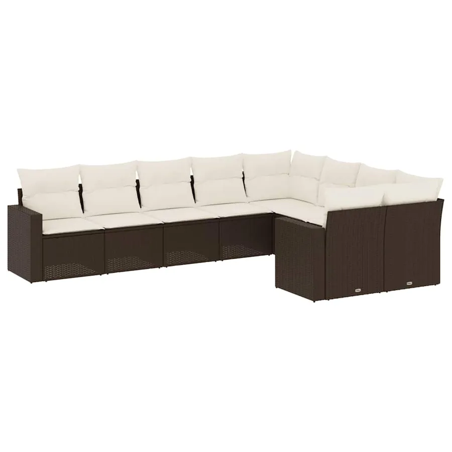 Salon de jardin avec coussins 9 pcs marron résine tressée - 2