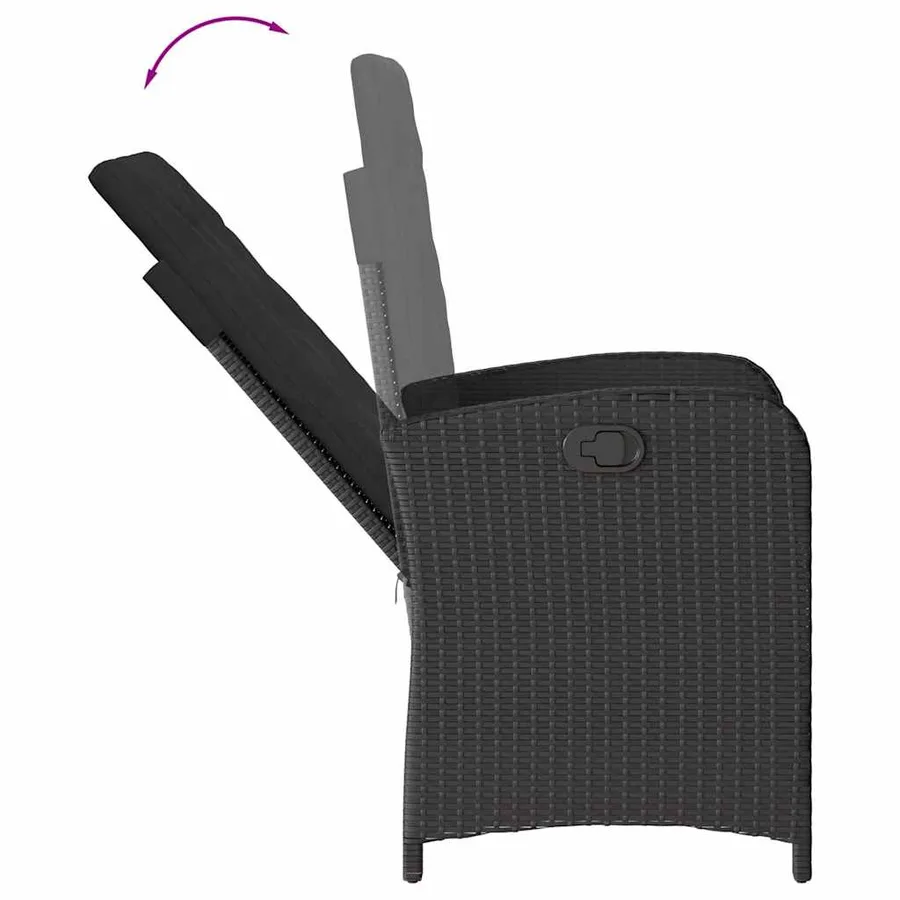Ensemble à manger de jardin 9pcs coussins noir résine tressée - 5