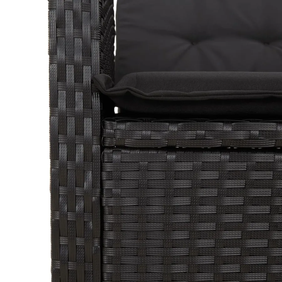 Ensemble à manger de jardin 9pcs coussins noir résine tressée - 8