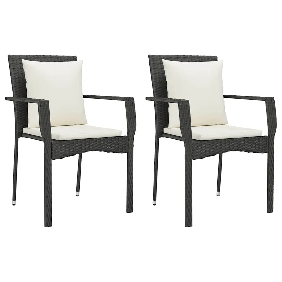 Ensemble à manger de jardin coussins 7pcs Noir Résine tressée - 3