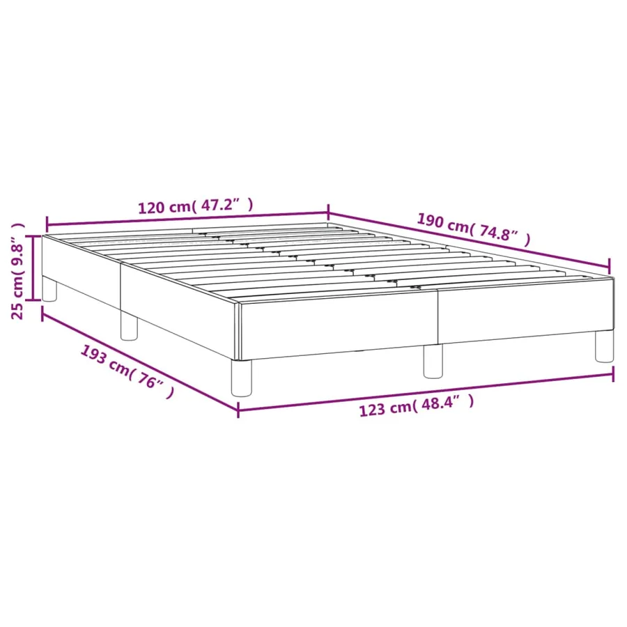 Cadre de lit sans matelas bleu 120x190 cm tissu - 9