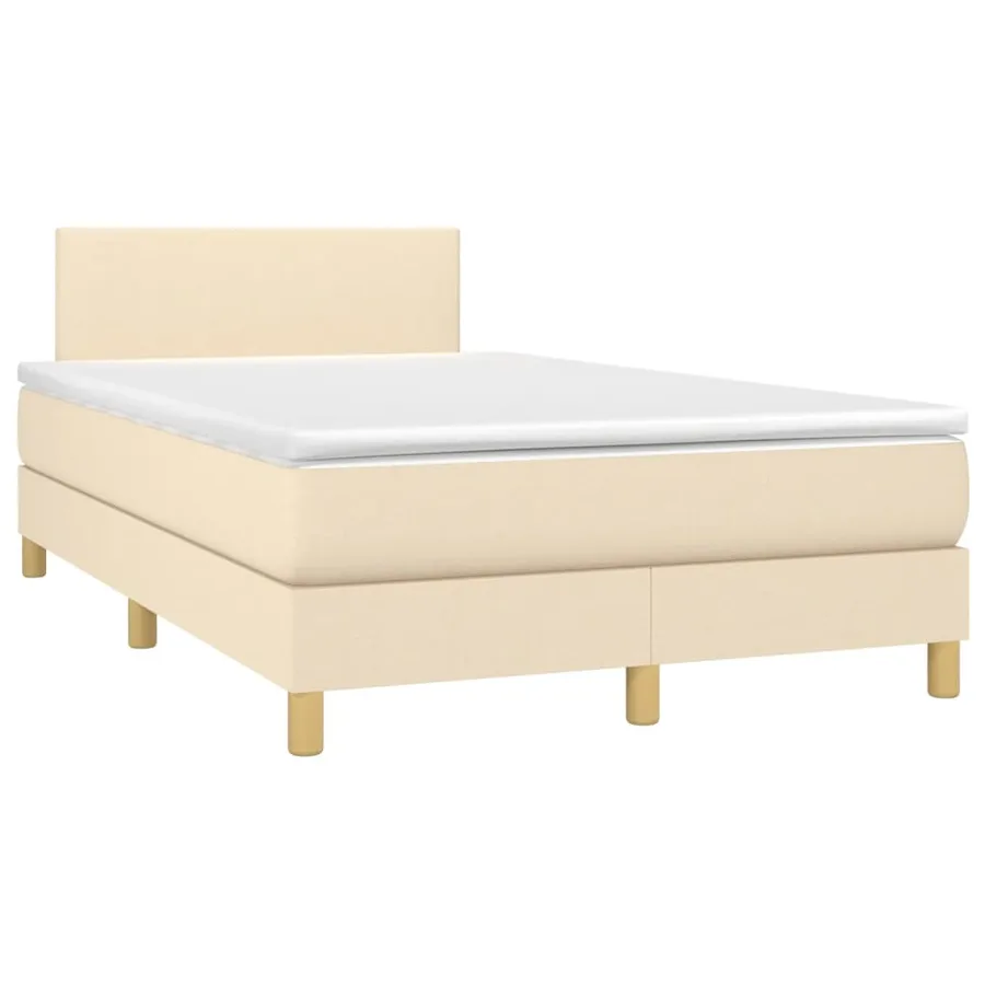 Sommier à lattes de lit matelas et LED crème 120x190 cm tissu - 3