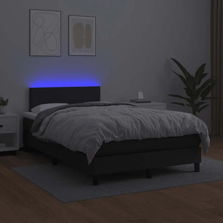 Sommier à lattes de lit matelas LED noir 120x190 cm similicuir - 4