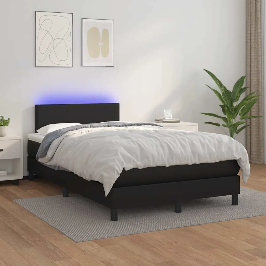 Sommier à lattes de lit matelas LED noir 120x190 cm similicuir - 5