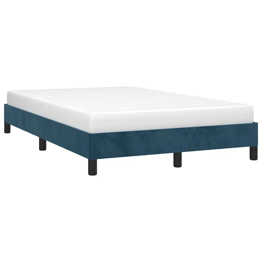 Cadre de lit sans matelas bleu foncé 120x190 cm velours - 4