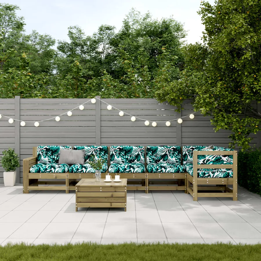 Salon de jardin 7 pcs avec coussins bois de pin imprégné - 3