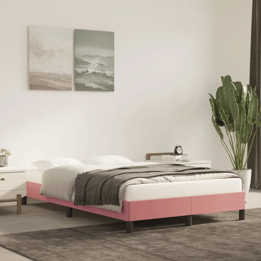 Cadre de lit sans matelas rose 120x190 cm velours