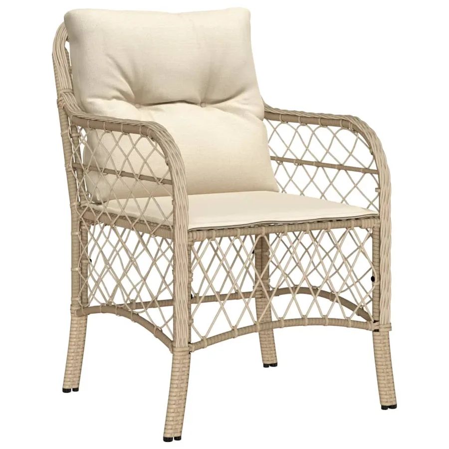 Ensemble à manger de jardin et coussins 9 pcs beige Poly rotin - 3
