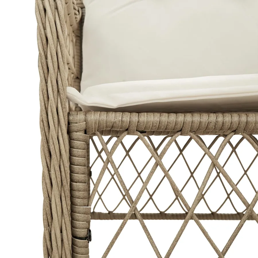 Ensemble à manger de jardin et coussins 9 pcs beige Poly rotin - 5
