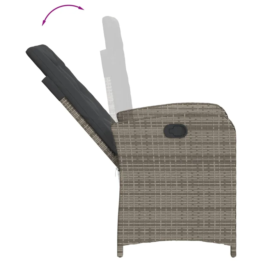 Ensemble à manger de jardin et coussins 7 pcs gris rotin - 5