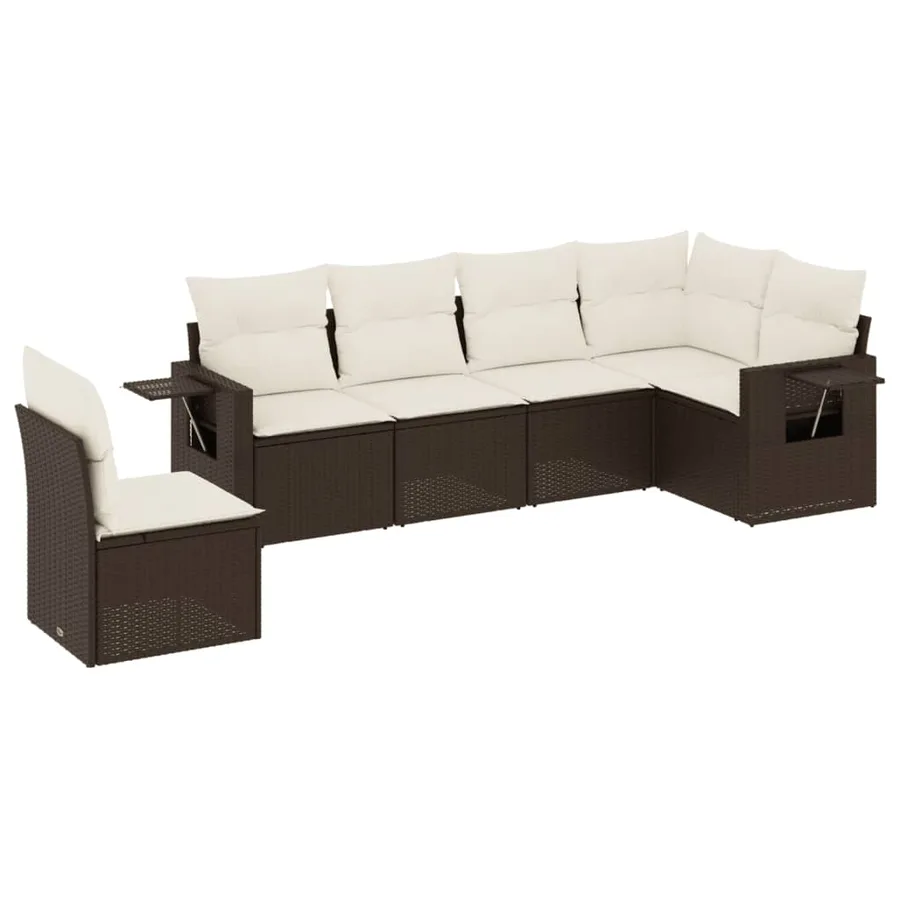 Salon de jardin avec coussins 6 pcs marron résine tressée - 2