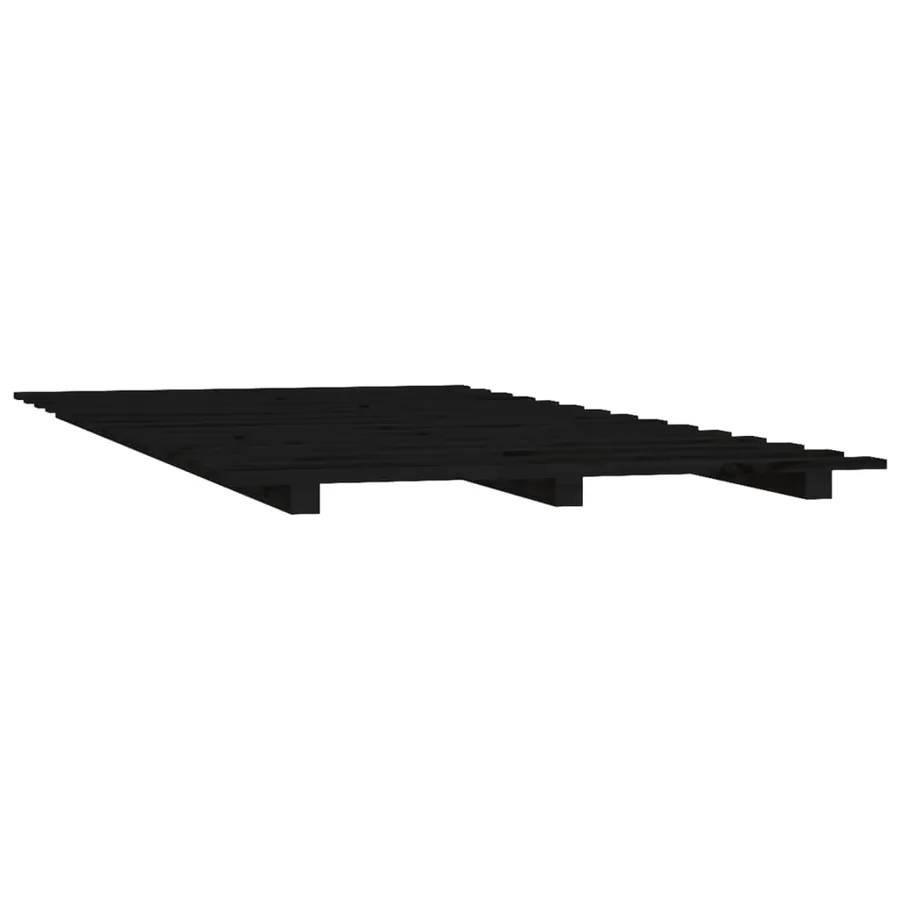Cadre de lit sans matelas noir 100x200 cm bois massif de pin - 4
