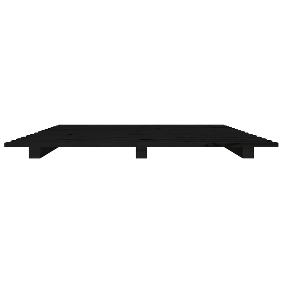 Cadre de lit sans matelas noir 100x200 cm bois massif de pin - 5