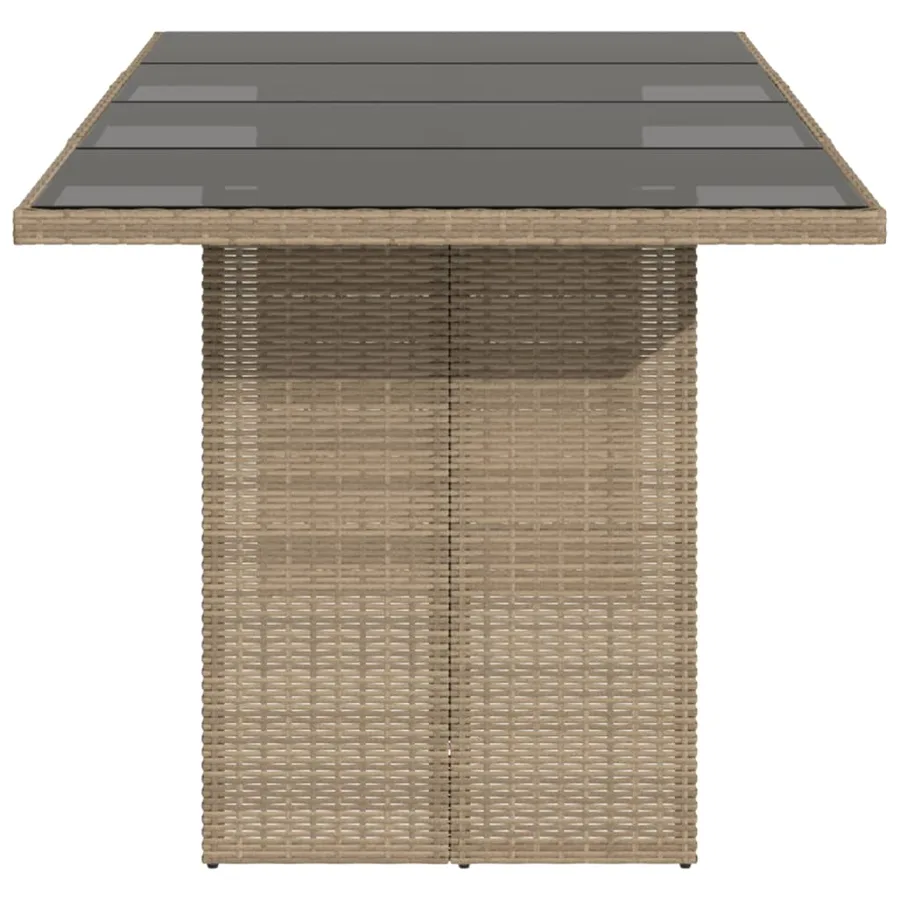 Table de jardin dessus en verre beige 190x80x74 cm - 4