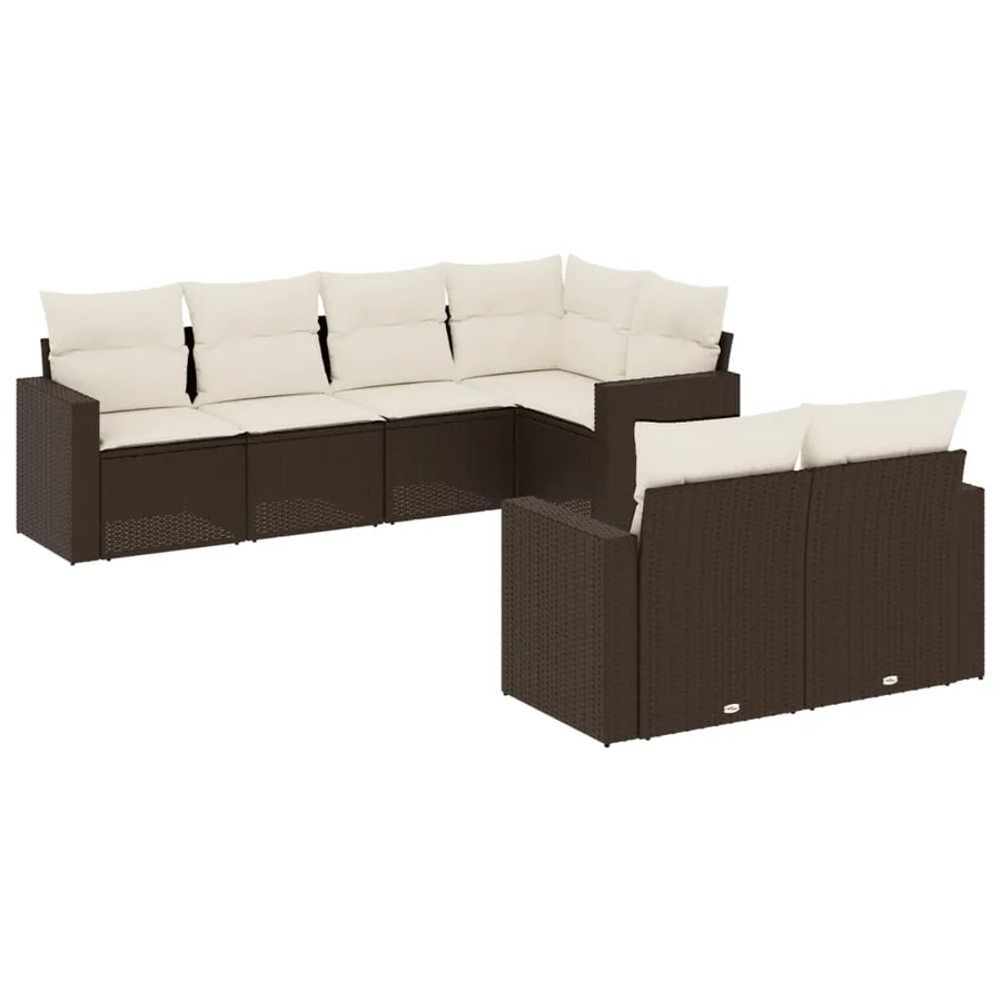 Salon de jardin avec coussins 7 pcs marron résine tressée - 2