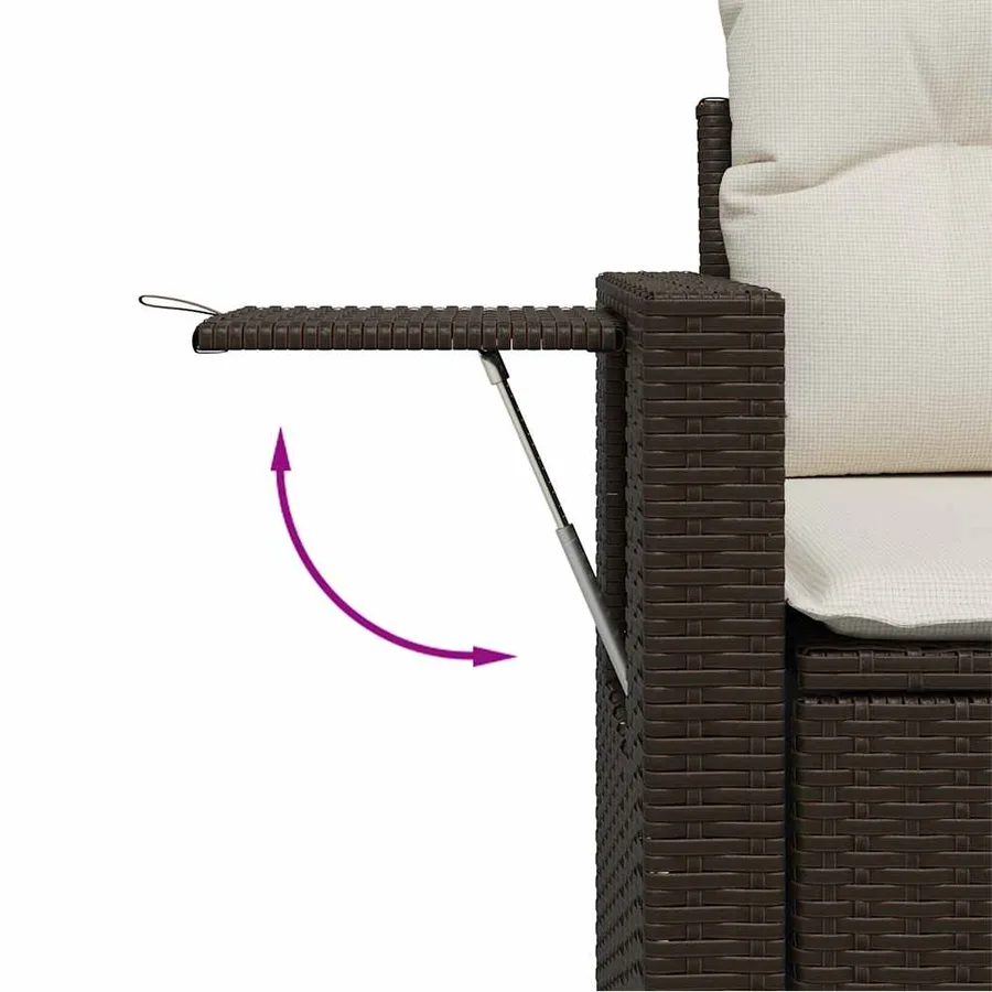 Salon de jardin 4 pcs avec coussins marron résine tressée - 3