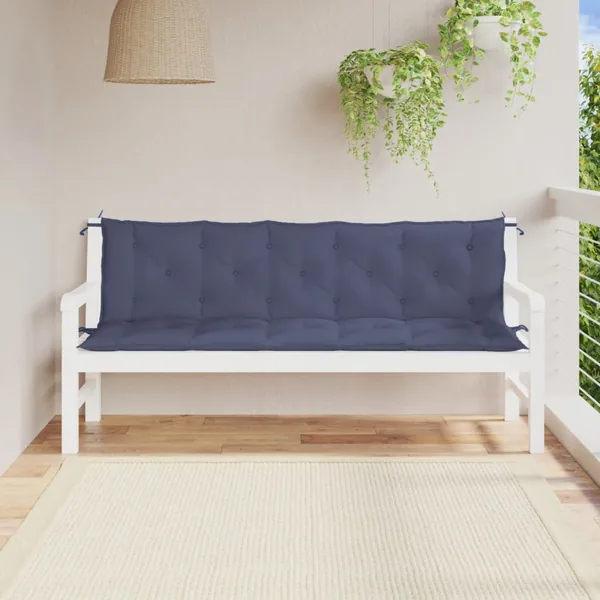 Coussins de banc de jardin lot de 2 bleu marine 180x50x7 cm