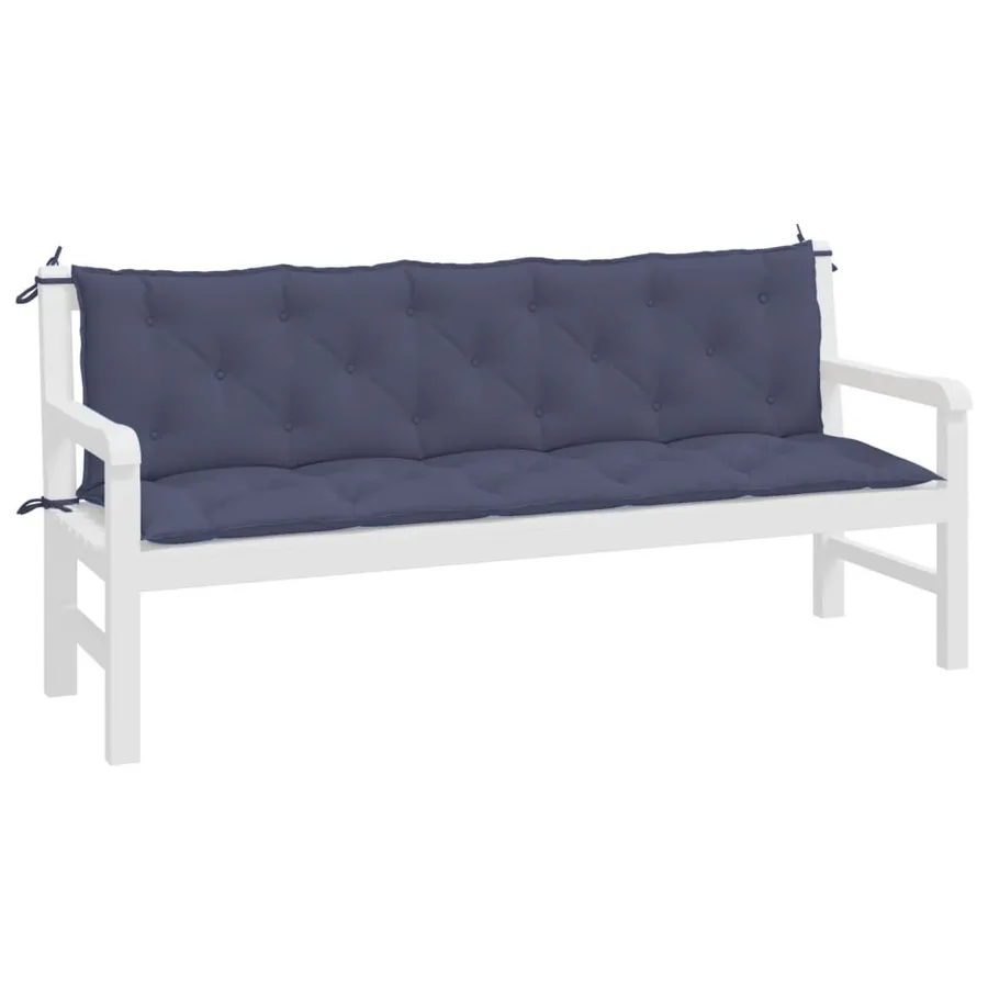 Coussins de banc de jardin lot de 2 bleu marine 180x50x7 cm - 3