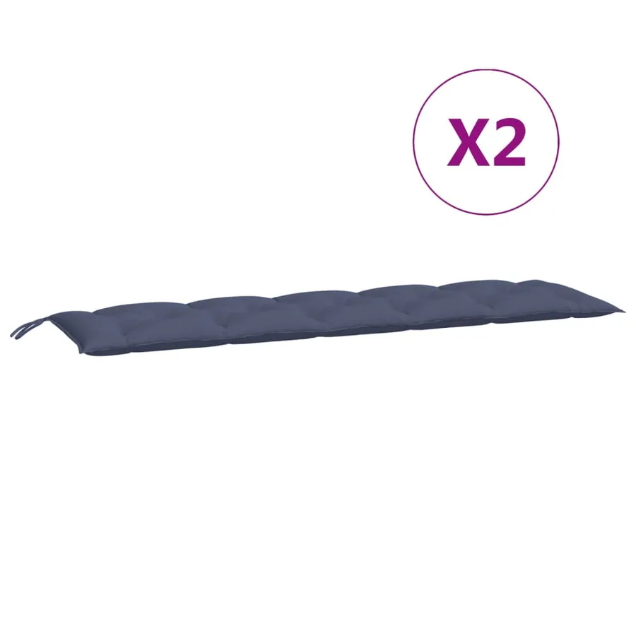 Coussins de banc de jardin lot de 2 bleu marine 180x50x7 cm - 5