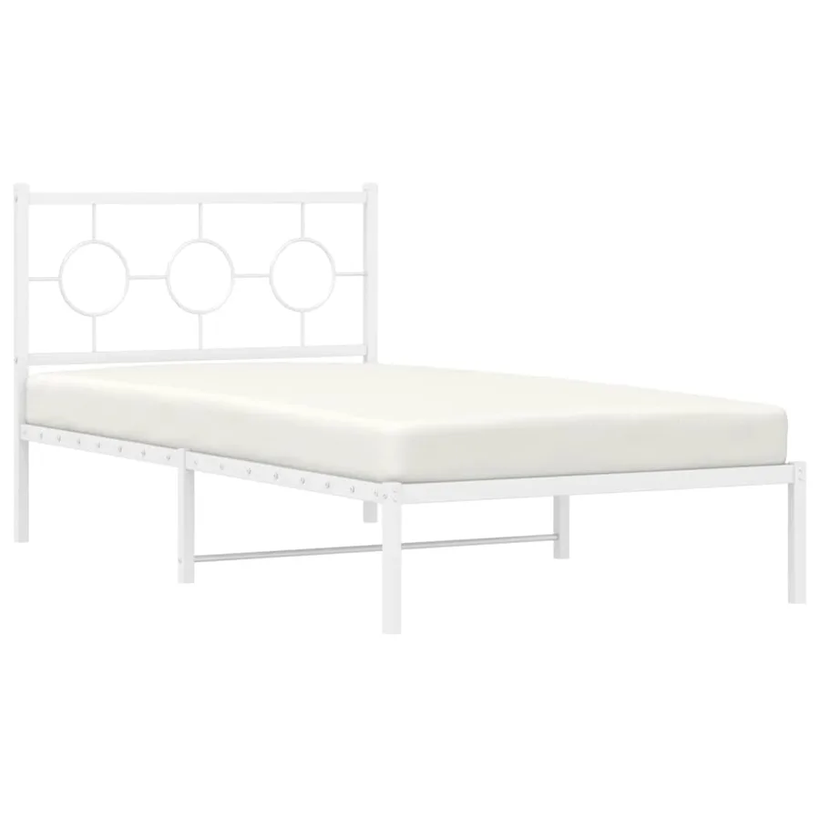 Cadre de lit métal sans matelas et tête de lit blanc 100x190 cm - 4