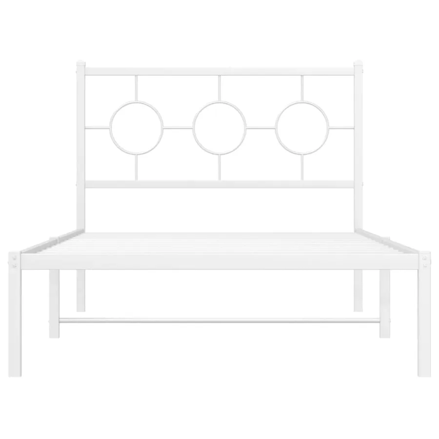 Cadre de lit métal sans matelas et tête de lit blanc 100x190 cm - 5