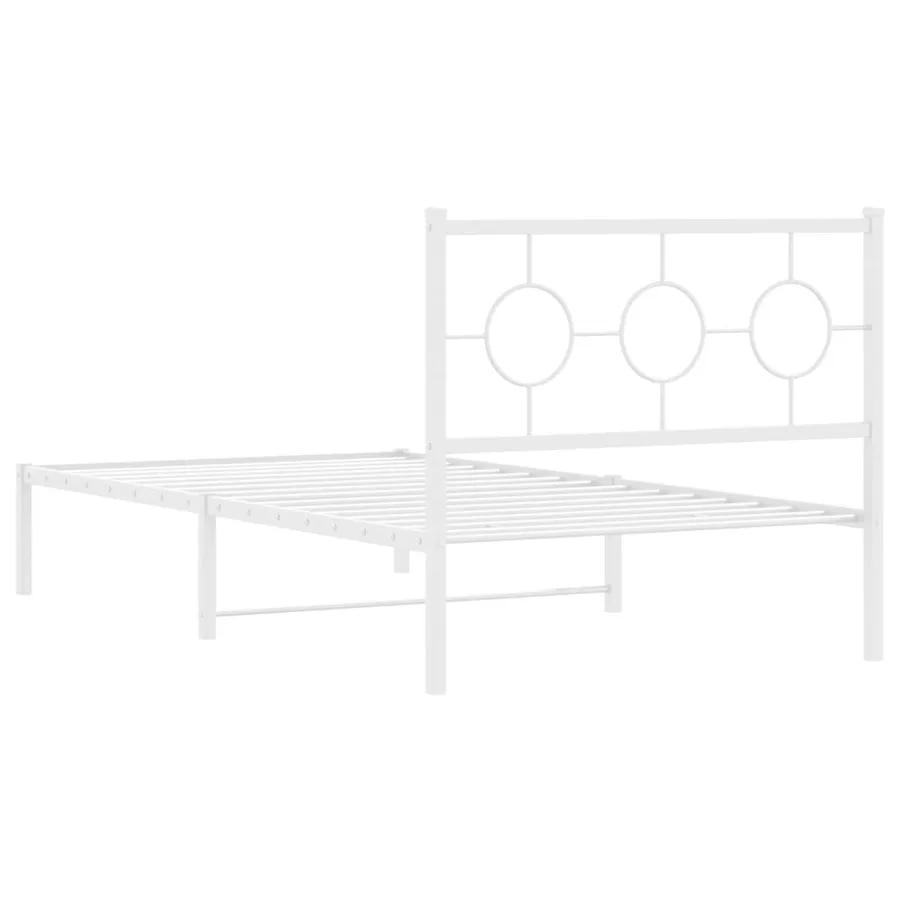 Cadre de lit métal sans matelas et tête de lit blanc 100x190 cm - 7