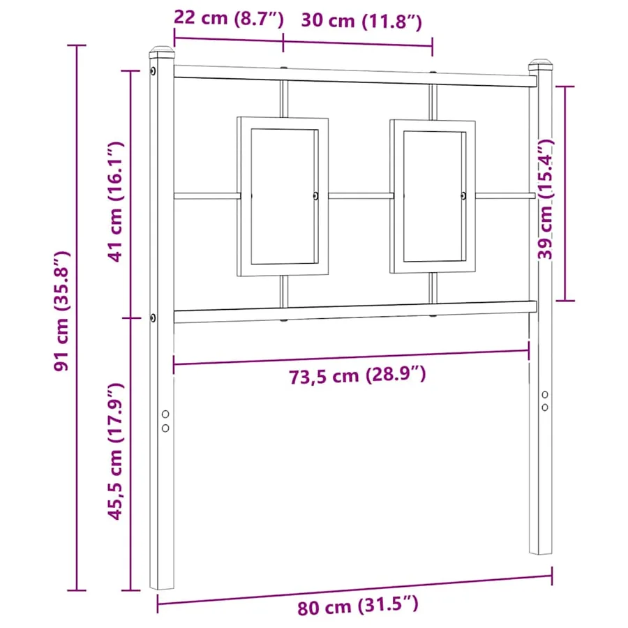 Tête de lit de remplacement métal noir 75 cm - 7