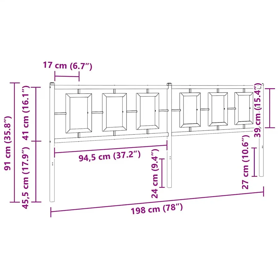 Tête de lit de remplacement métal noir 193 cm - 7