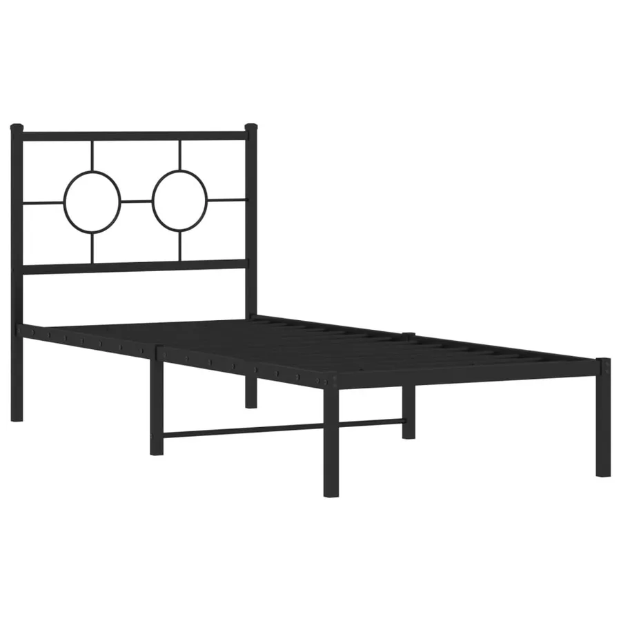 Cadre de lit métal sans matelas avec tête de lit noir 80x200 cm - 3