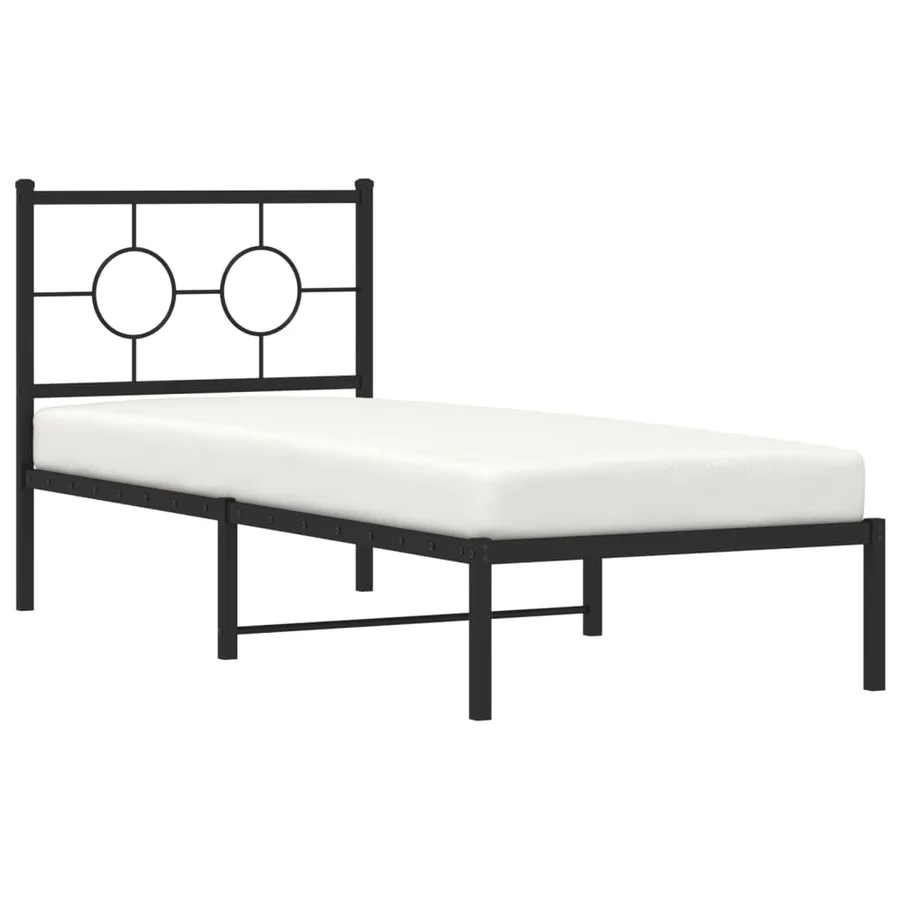 Cadre de lit métal sans matelas avec tête de lit noir 80x200 cm - 4