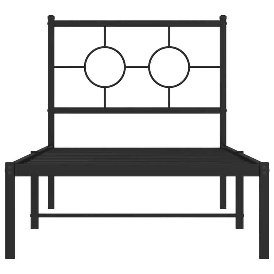 Cadre de lit métal sans matelas avec tête de lit noir 80x200 cm - 5