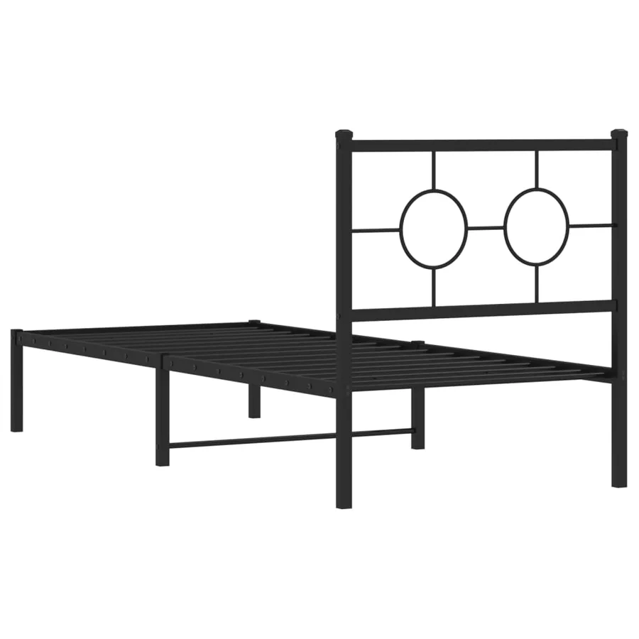 Cadre de lit métal sans matelas avec tête de lit noir 80x200 cm - 7