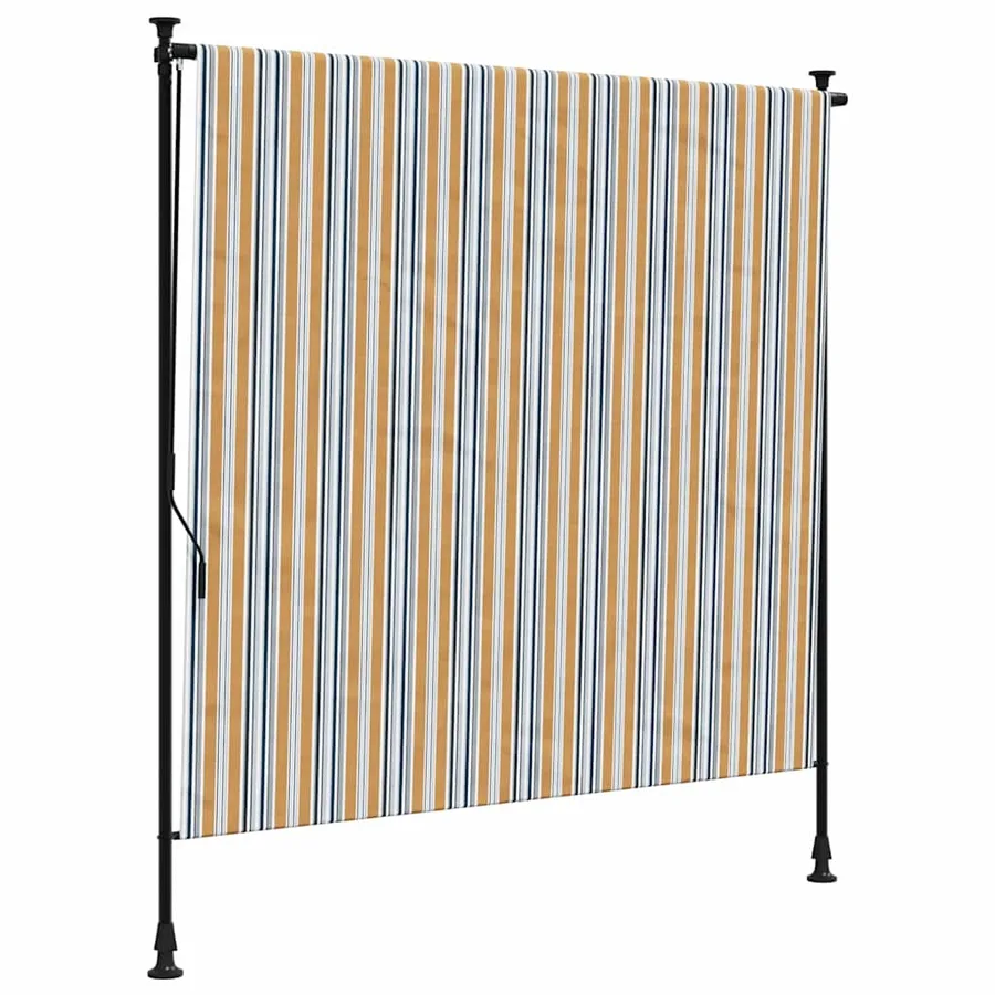 Store roulant d'extérieur jaune et blanc 150x270 cm tissu acier - 2