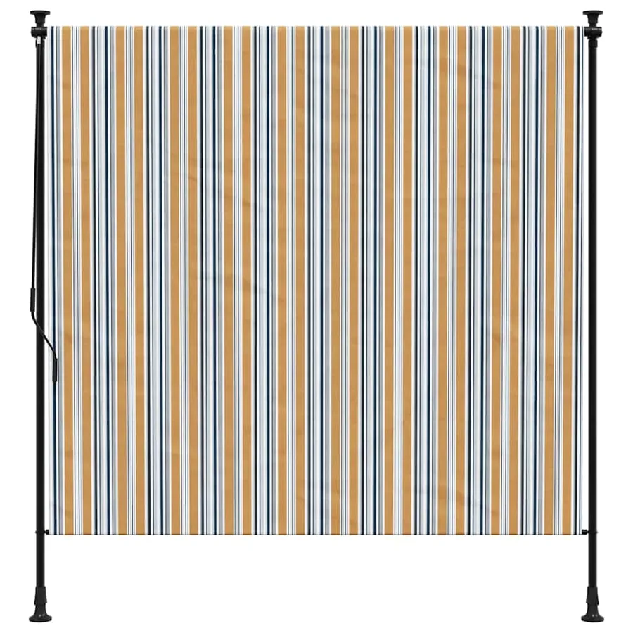 Store roulant d'extérieur jaune et blanc 150x270 cm tissu acier - 3