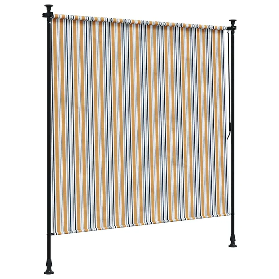 Store roulant d'extérieur jaune et blanc 150x270 cm tissu acier - 5