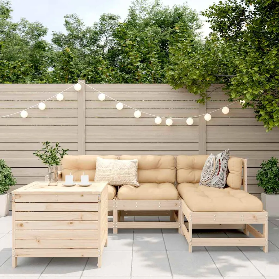 Salon de jardin 5 pcs bois de pin massif - 3