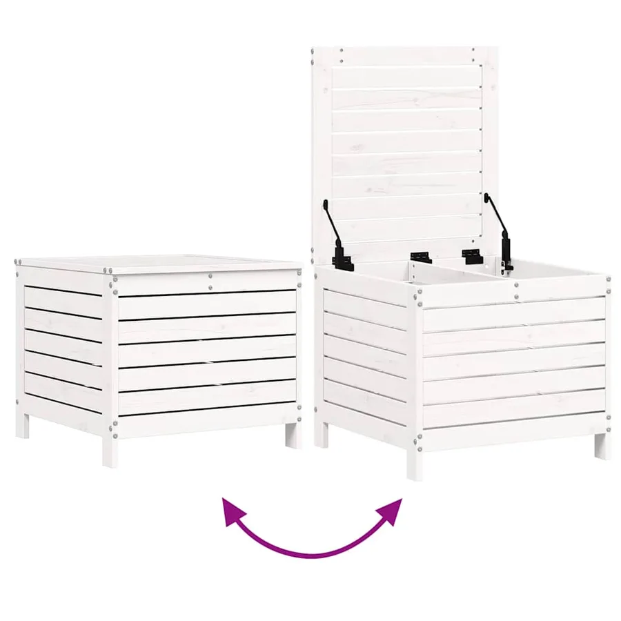 Salon de jardin 7 pcs blanc bois de pin massif - 11