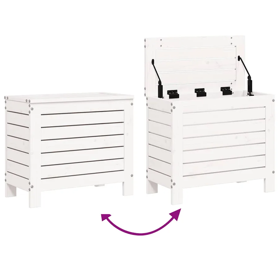 Salon de jardin 7 pcs blanc bois de pin massif - 12