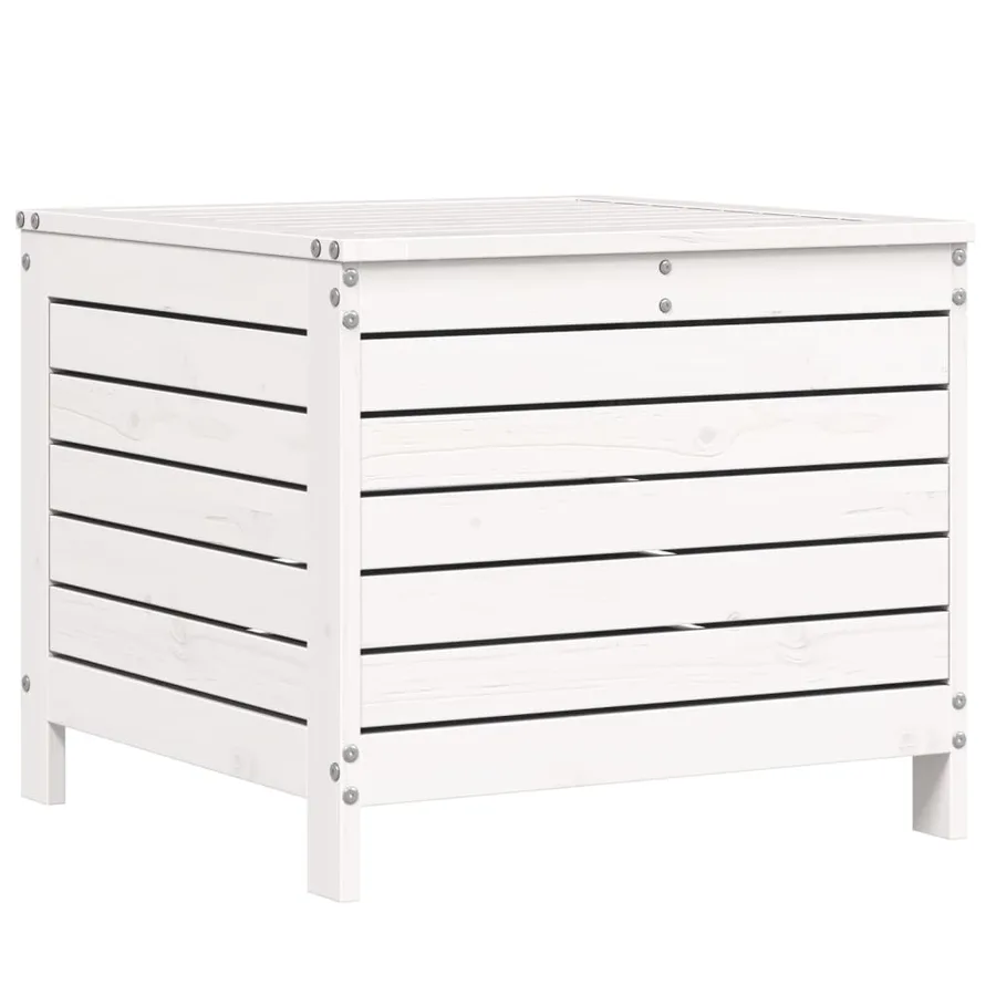 Salon de jardin 7 pcs blanc bois de pin massif - 8