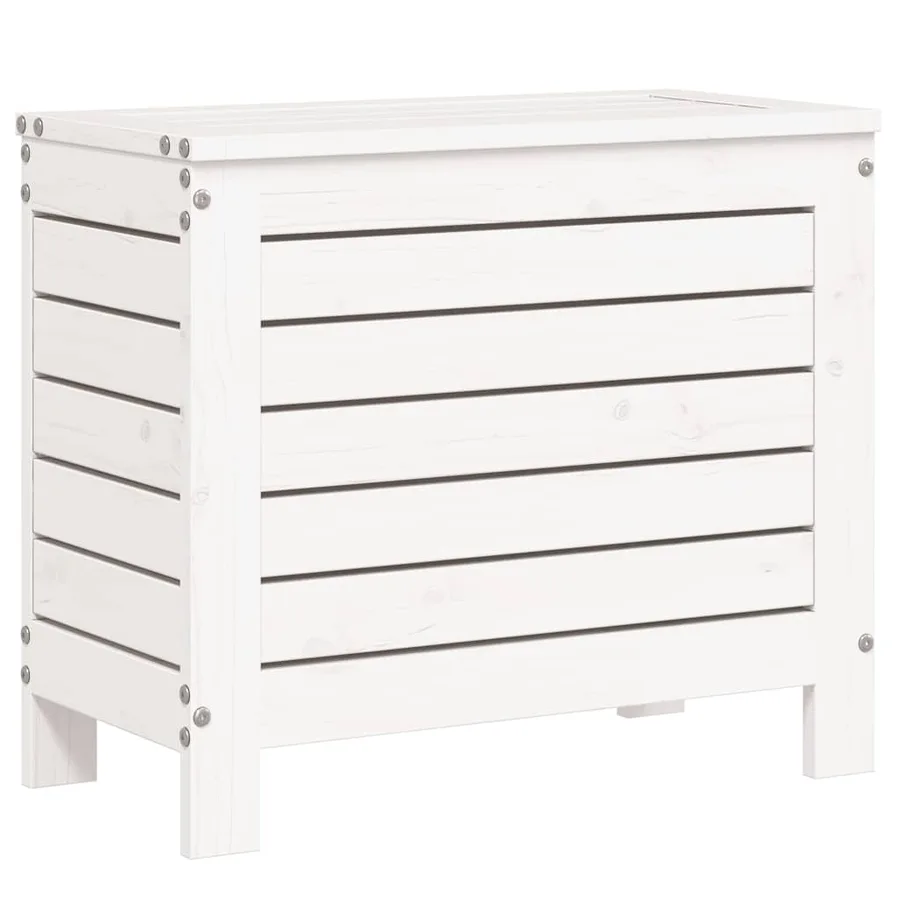 Salon de jardin 7 pcs blanc bois de pin massif - 9