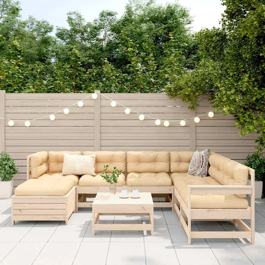 Salon de jardin 8 pcs bois de pin massif - 3