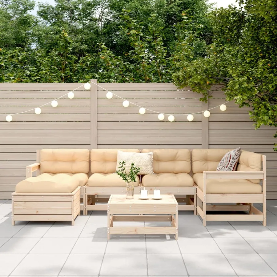 Salon de jardin 7 pcs bois de pin massif - 3