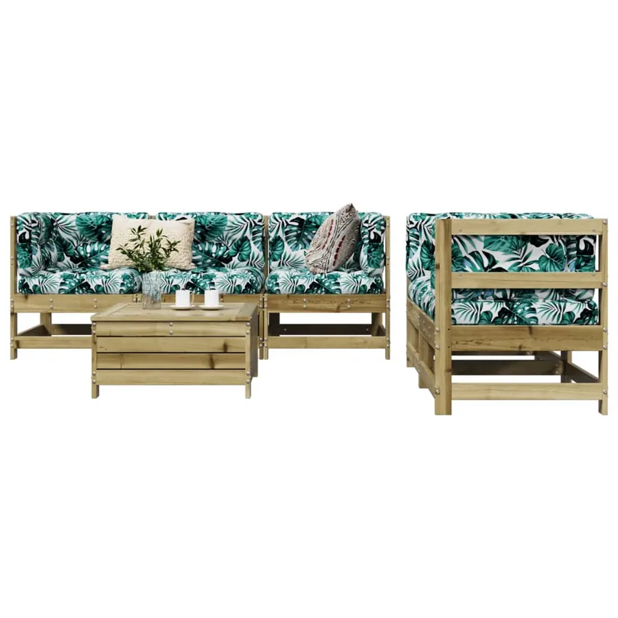 Salon de jardin 6 pcs bois de pin imprégné
