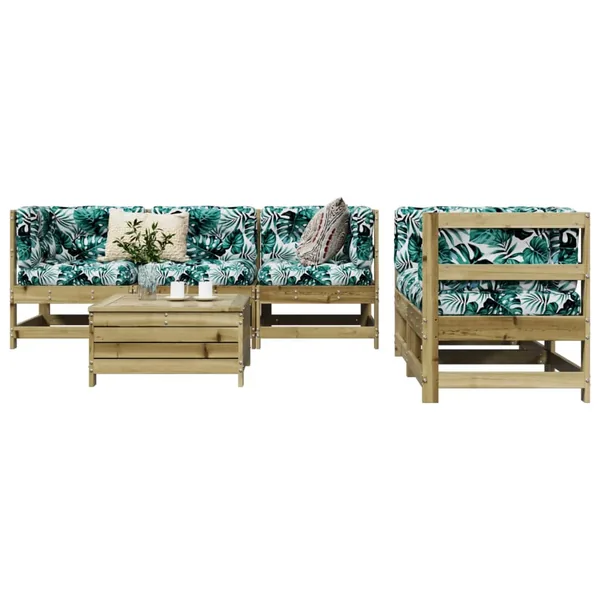 Salon de jardin 6 pcs bois de pin imprégné