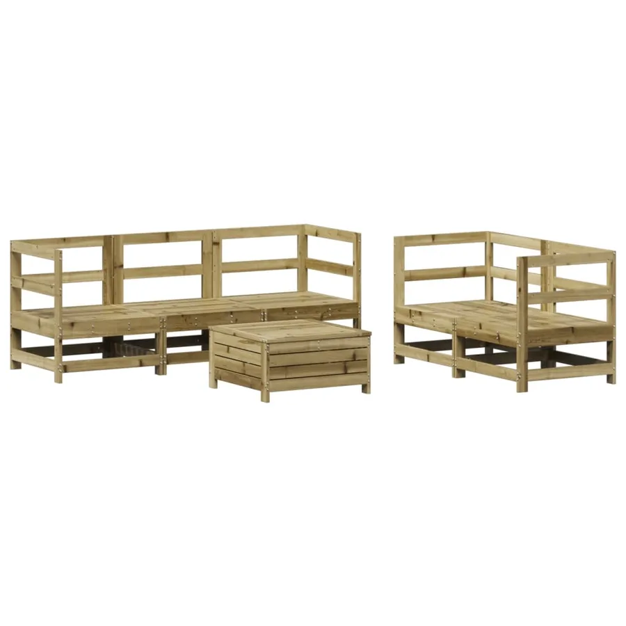 Salon de jardin 6 pcs bois de pin imprégné - 2