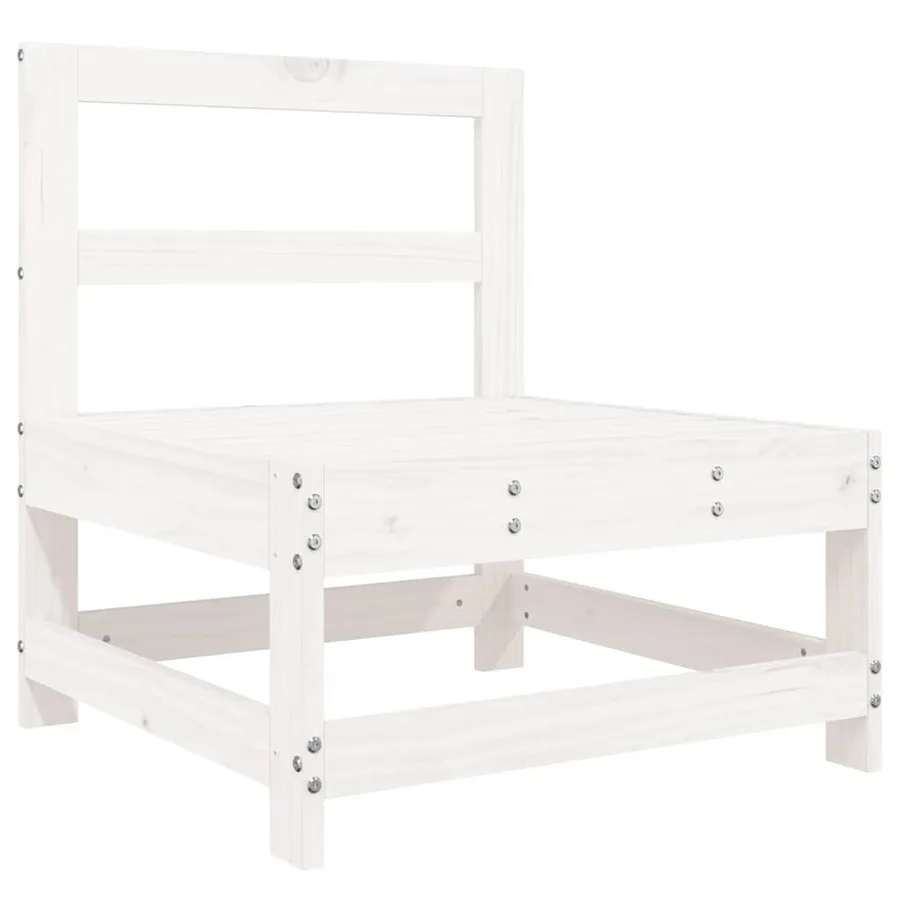 Salon de jardin 7 pcs blanc bois de pin massif - 5