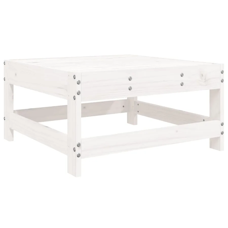 Salon de jardin 7 pcs blanc bois de pin massif - 7